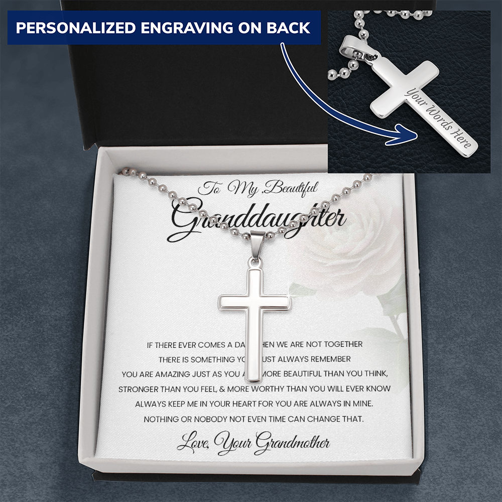 To My Beautiful Granddaughter Personalized Cross Necklace