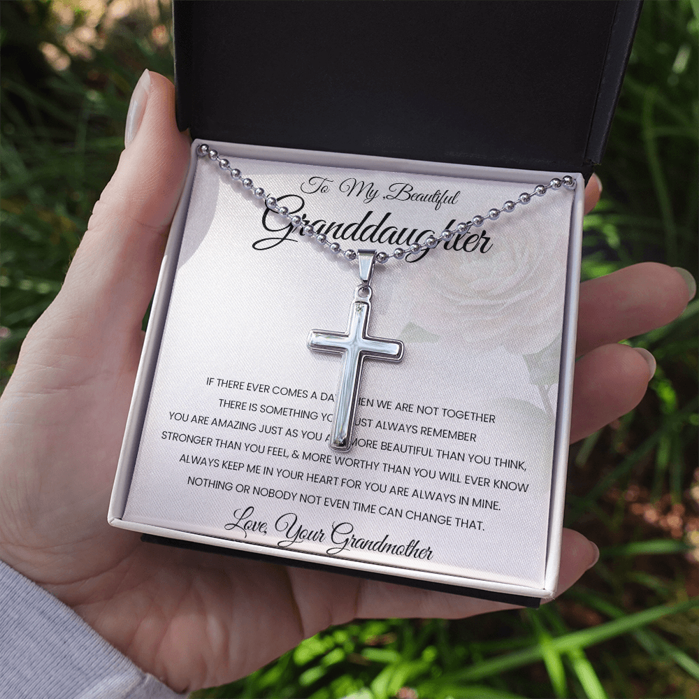 To My Beautiful Granddaughter Personalized Cross Necklace