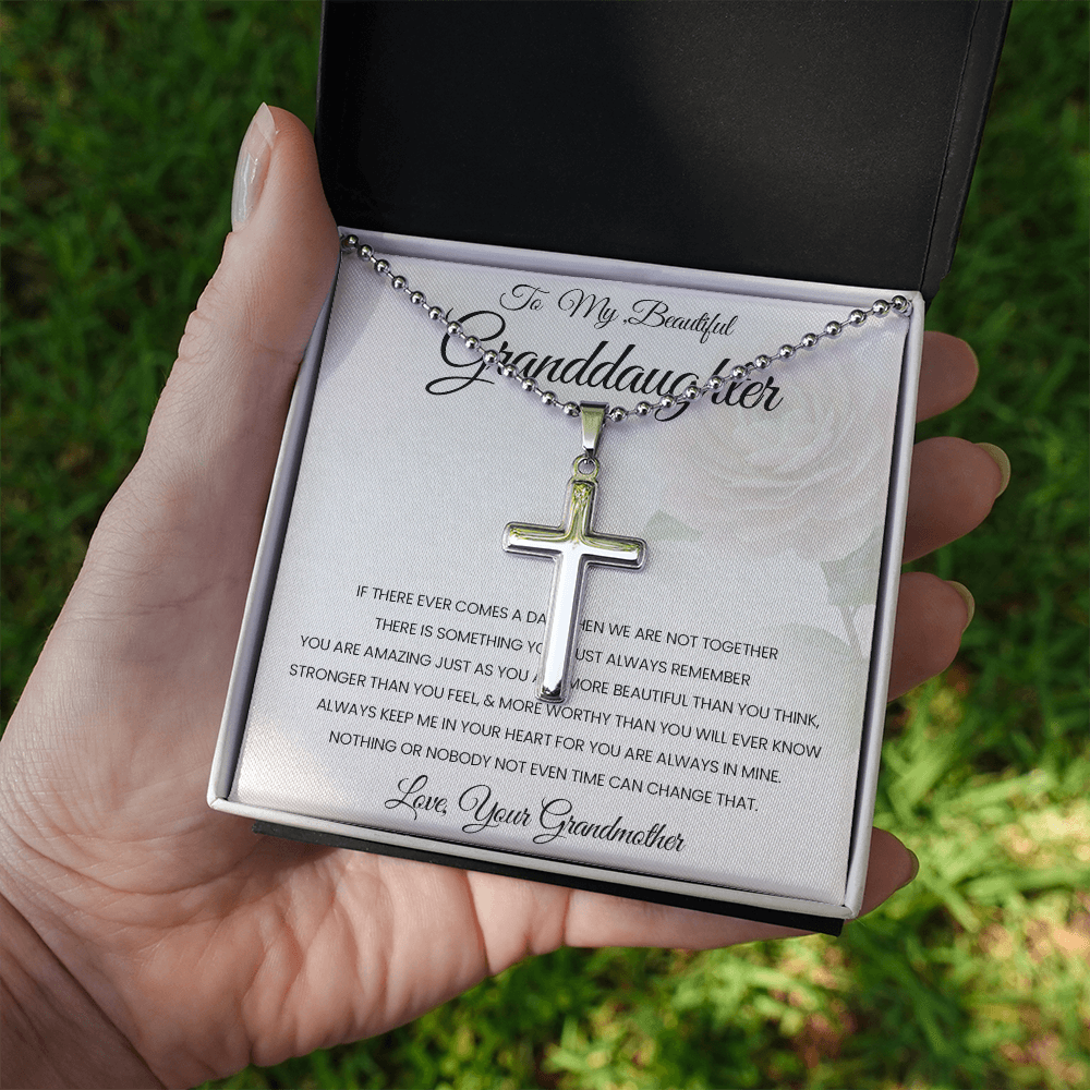 To My Beautiful Granddaughter Personalized Cross Necklace