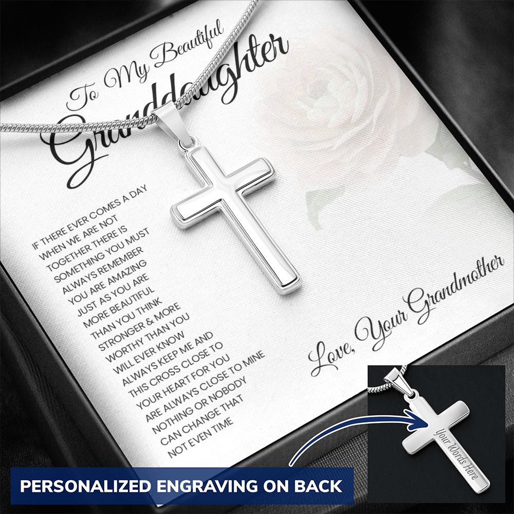 To My Granddaughter Personalized Cross Necklace