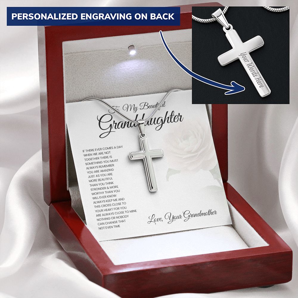 To My Granddaughter Personalized Cross Necklace