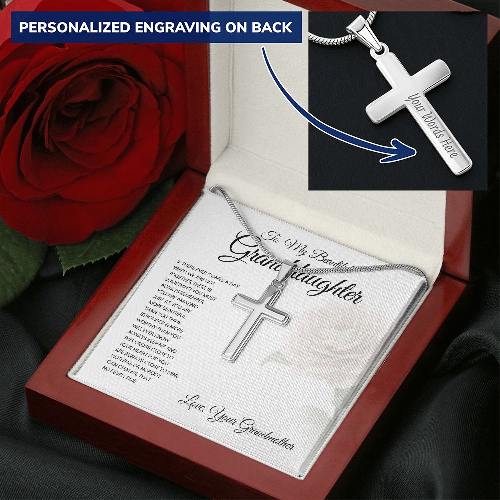 To My Granddaughter Personalized Cross Necklace