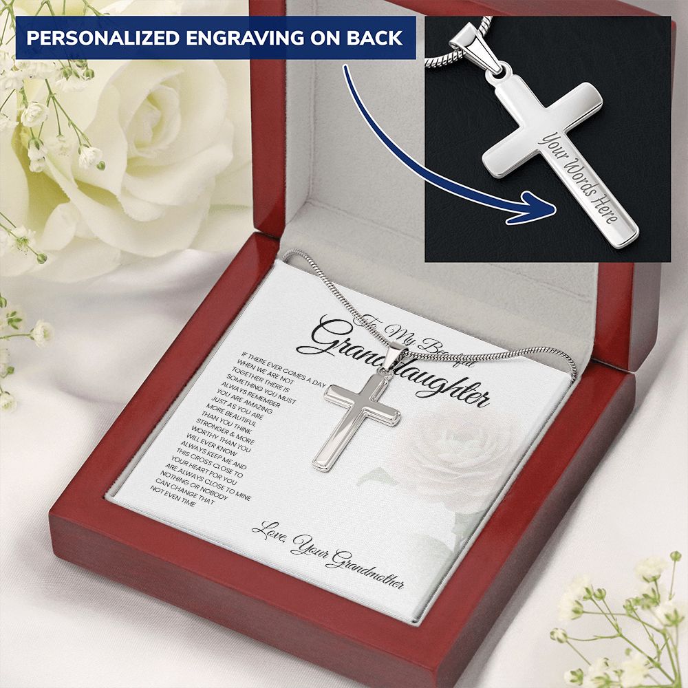 To My Granddaughter Personalized Cross Necklace