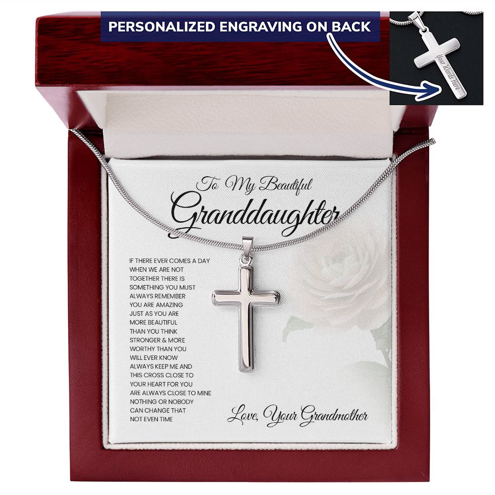 To My Granddaughter Personalized Cross Necklace