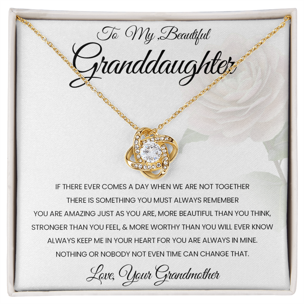 To My Beautiful Granddaughter Love Knot Necklace