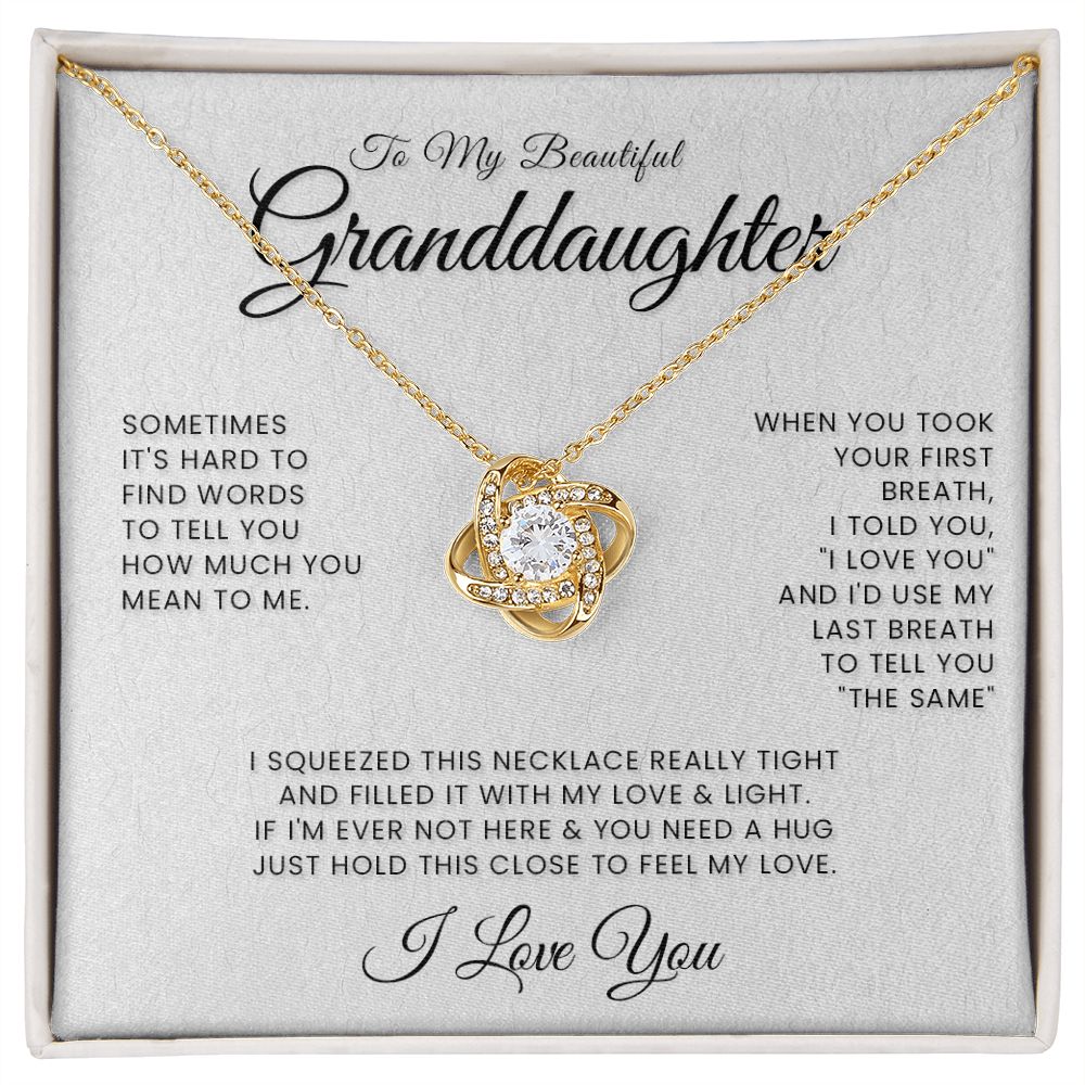 To My Beautiful Granddaughter Interlocking Hearts Necklace