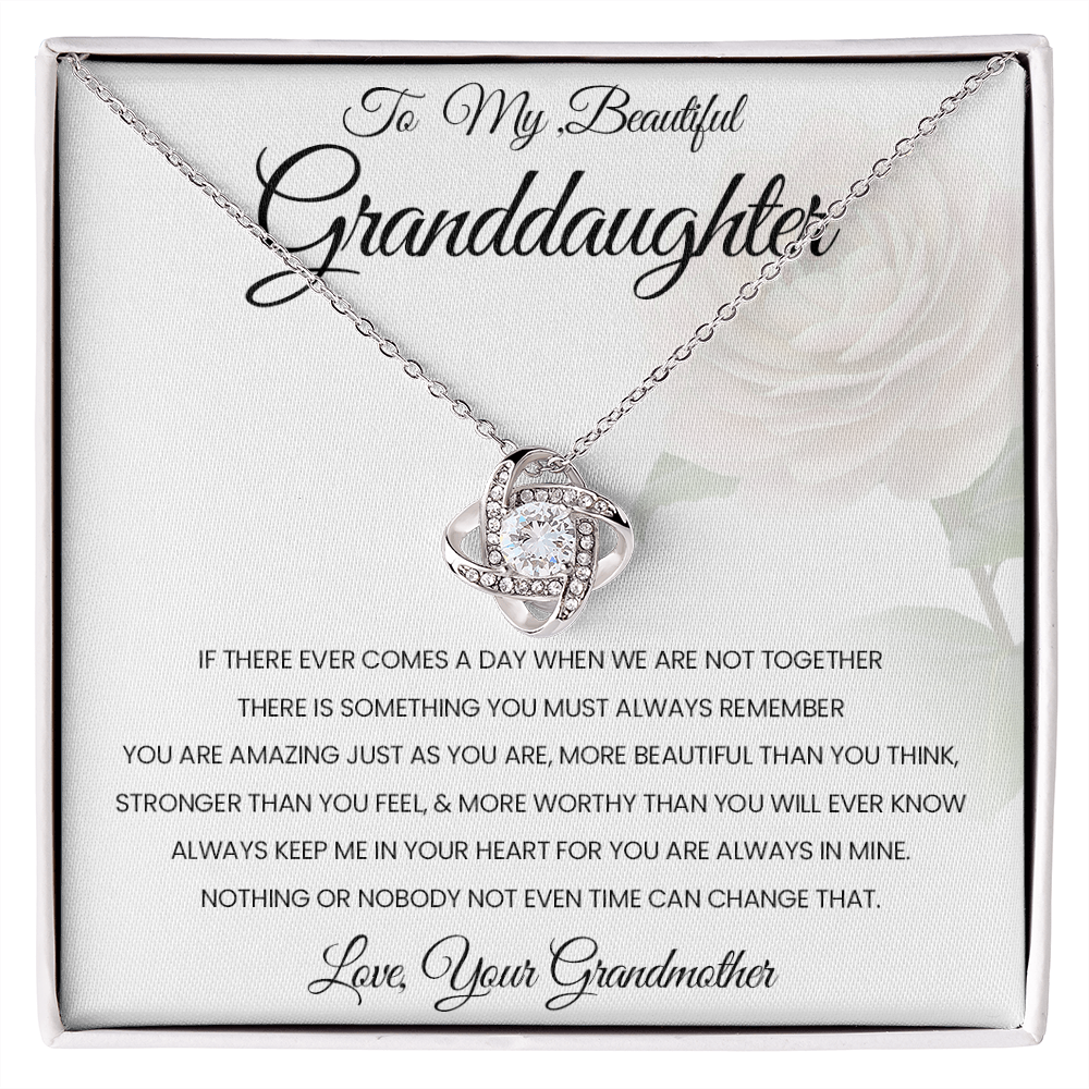 To My Beautiful Granddaughter Love Knot Necklace