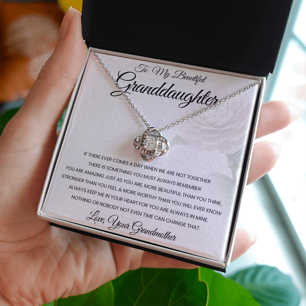 To My Beautiful Granddaughter Love Knot Necklace