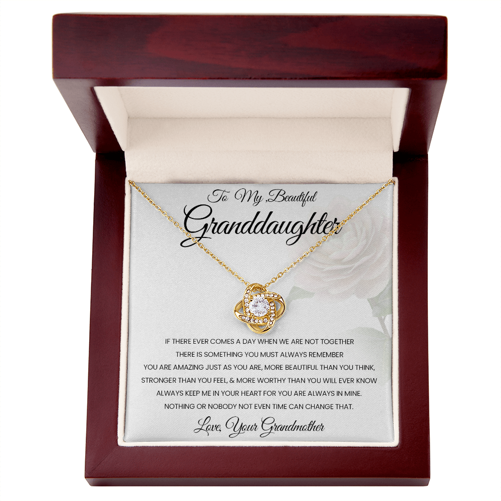 To My Beautiful Granddaughter Love Knot Necklace