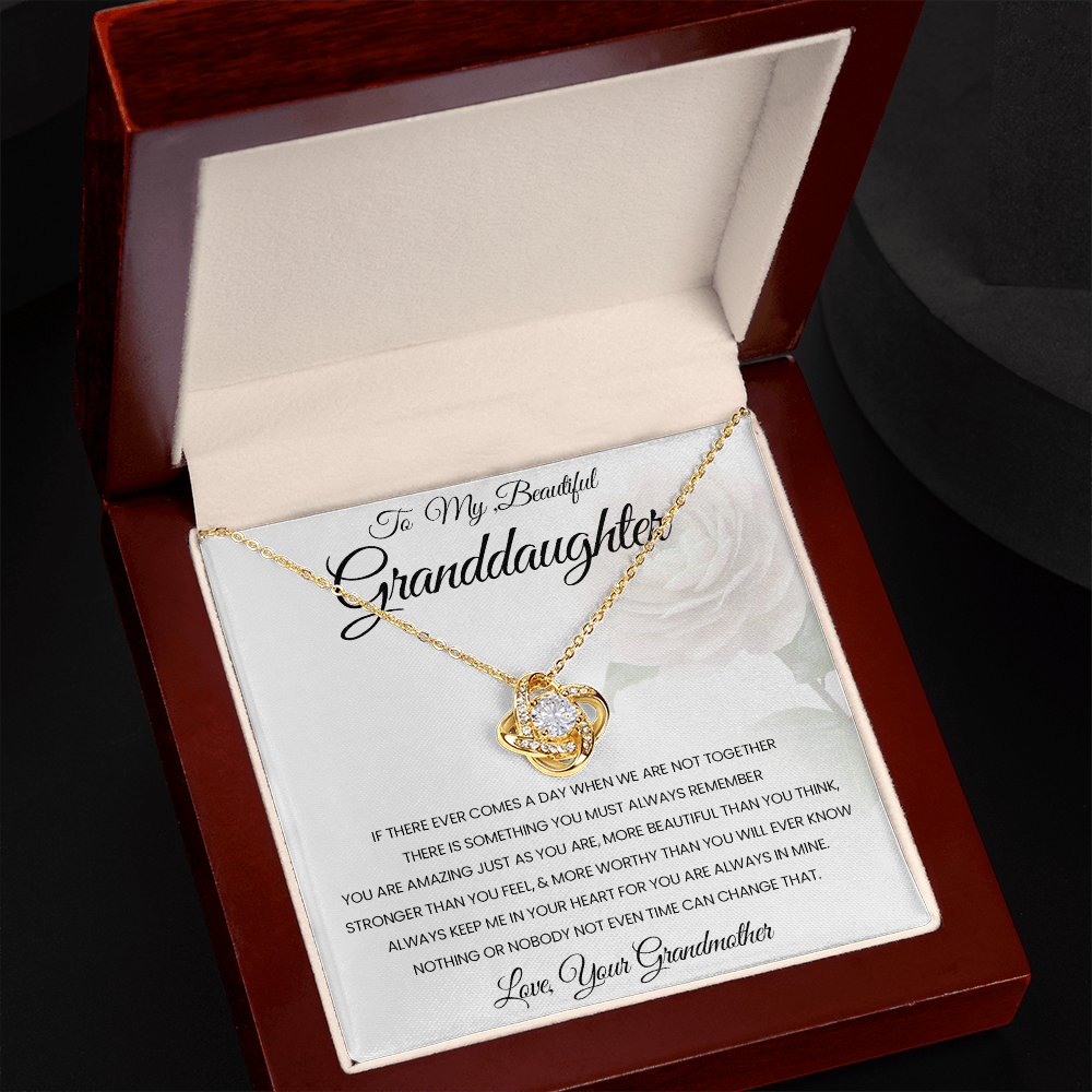 To My Beautiful Granddaughter Love Knot Necklace