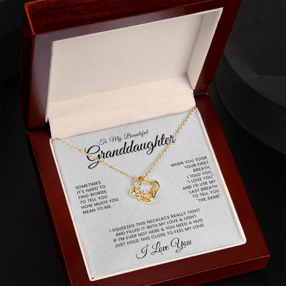 To My Beautiful Granddaughter Interlocking Hearts Necklace