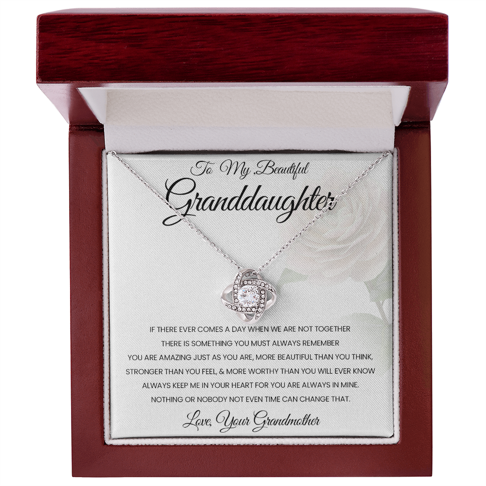To My Beautiful Granddaughter Love Knot Necklace