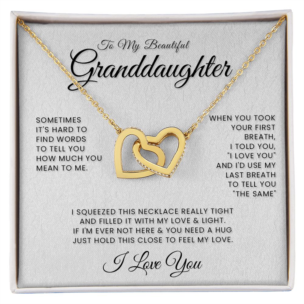 To My Beautiful Granddaughter Interlocking Hearts Necklace