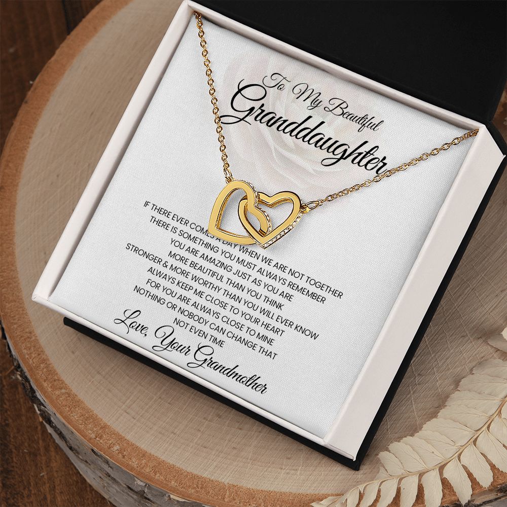 To My Beautiful Granddaughter Interlocking Hearts Necklace