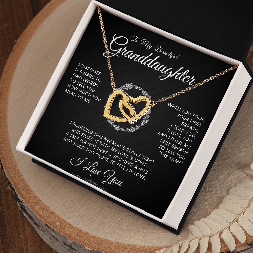 To My Beautiful Granddaughter Interlocking Hearts Necklace
