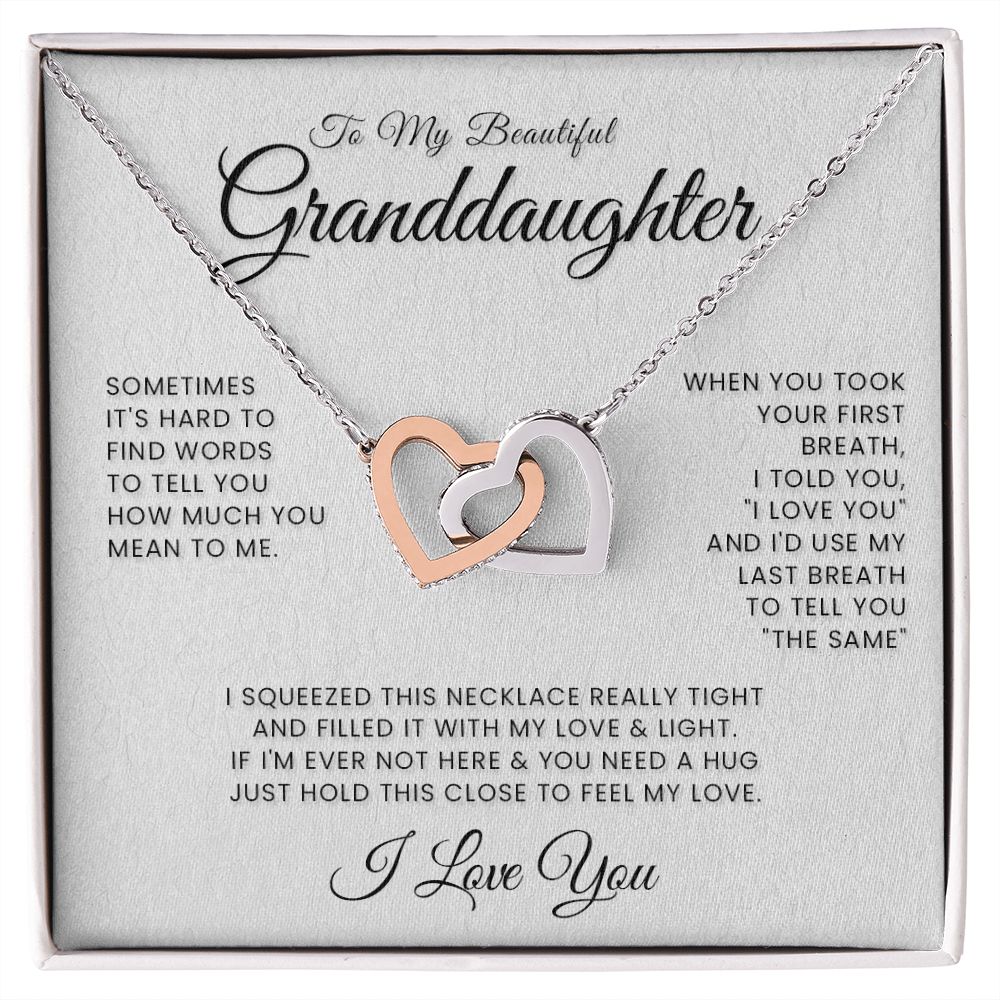 To My Beautiful Granddaughter Interlocking Hearts Necklace