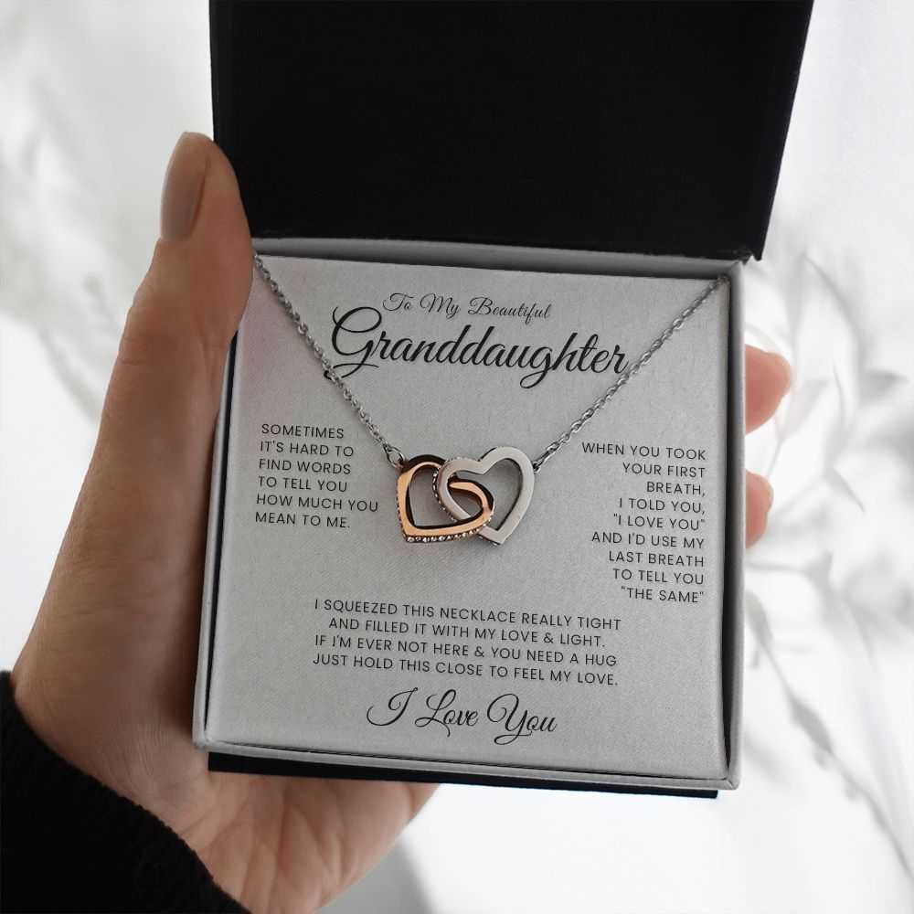 To My Beautiful Granddaughter Interlocking Hearts Necklace