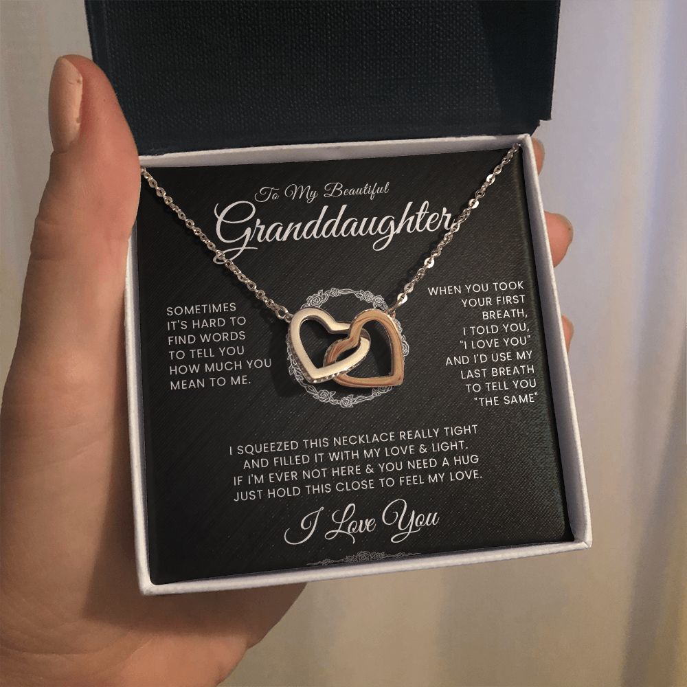 To My Beautiful Granddaughter Interlocking Hearts Necklace