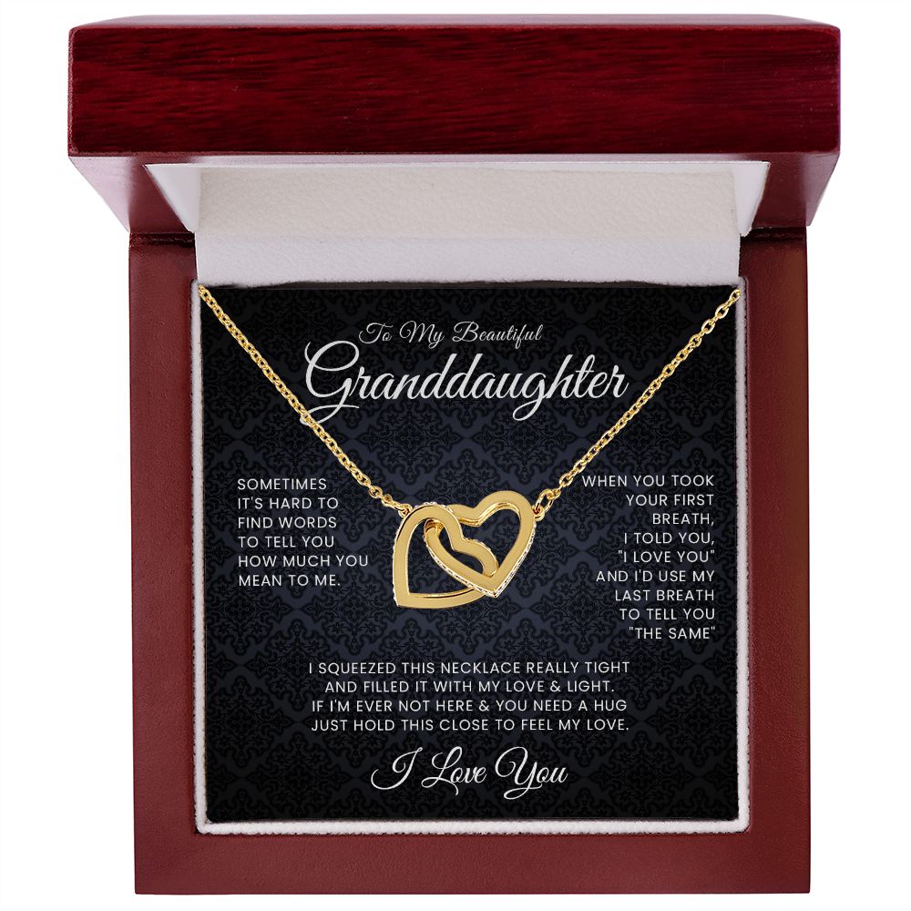 To My Beautiful Granddaughter Interlocking Hearts Necklace