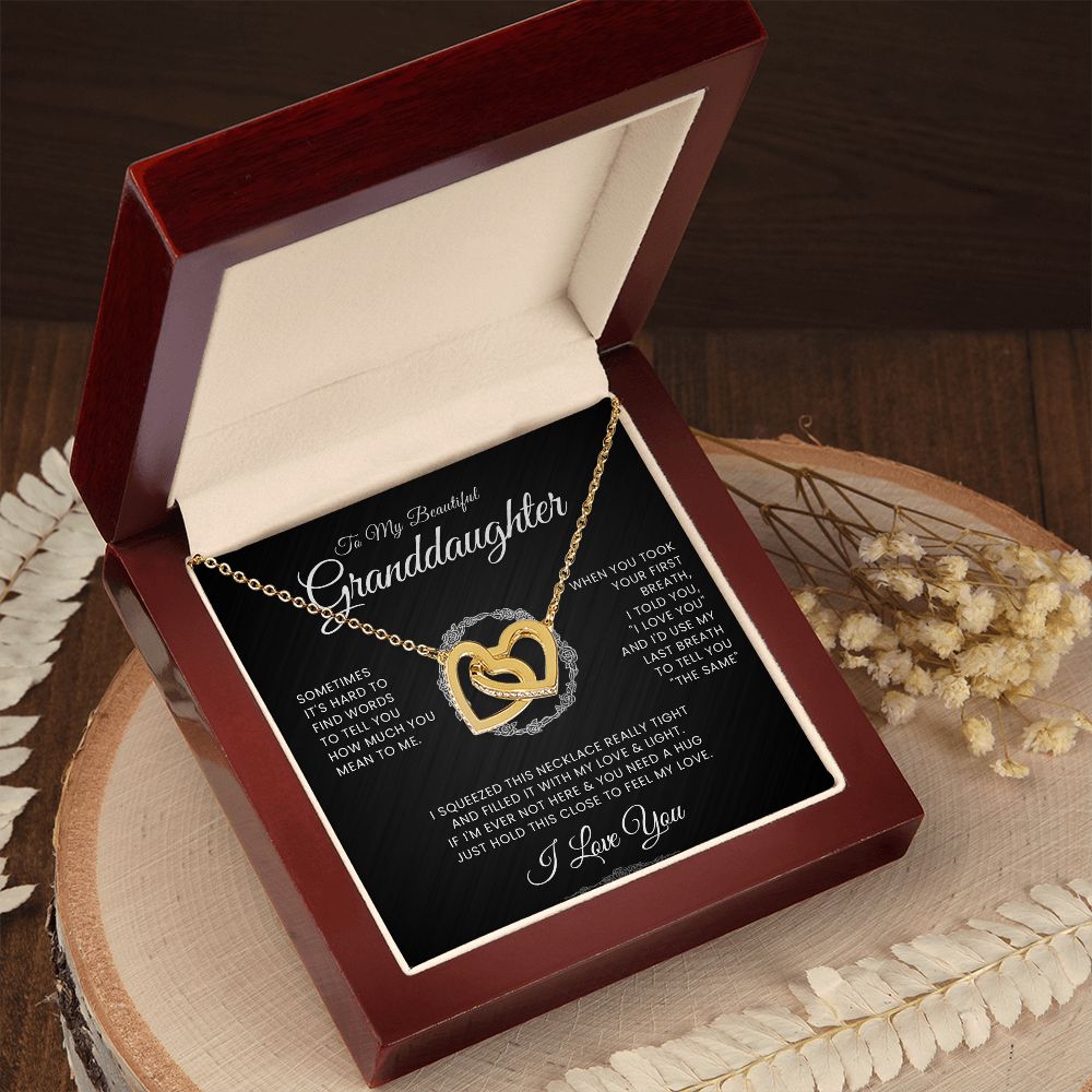 To My Beautiful Granddaughter Interlocking Hearts Necklace