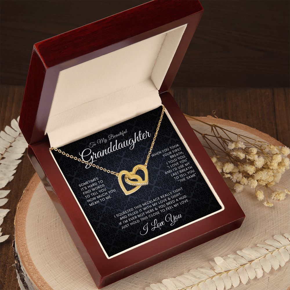To My Beautiful Granddaughter Interlocking Hearts Necklace