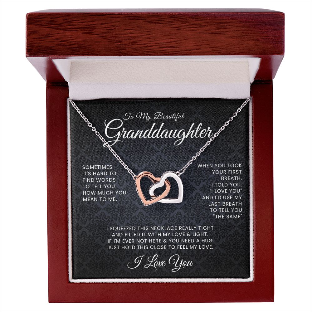 To My Beautiful Granddaughter Interlocking Hearts Necklace