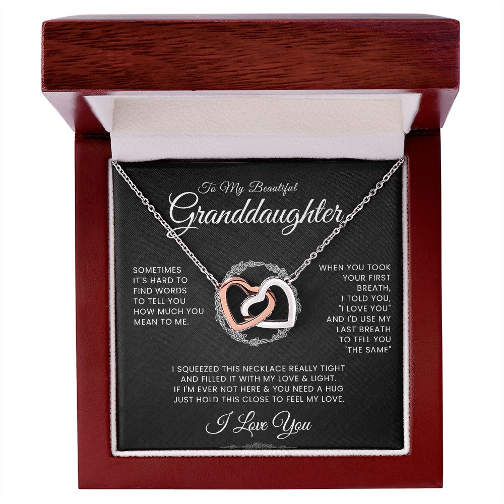 To My Beautiful Granddaughter Interlocking Hearts Necklace